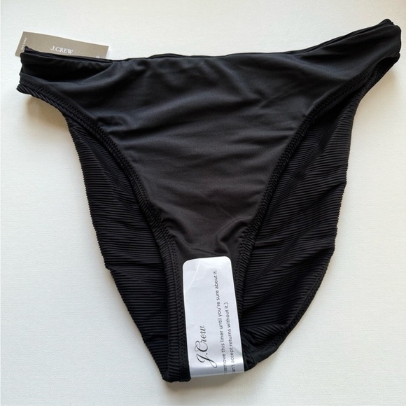 J. Crew Ribbed High-Rise Cheeky Bikini Bottom – Black Size XS & M BE808 - Picture 2 of 15